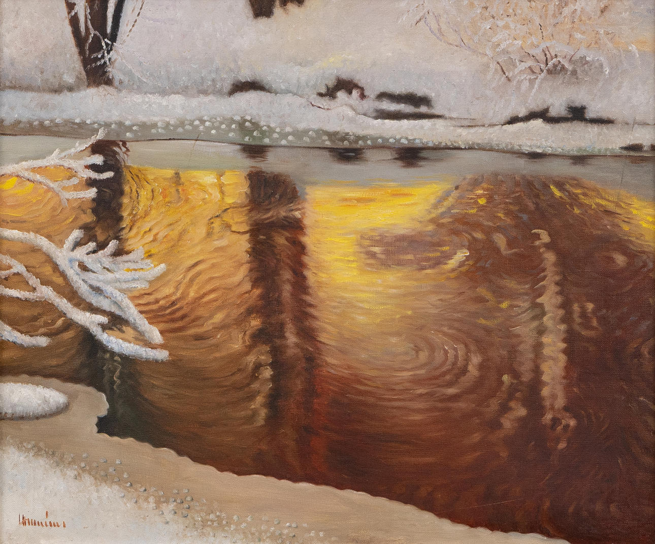 OIDENTIFIERAD KONSTNÄR. Winter motif, oil on canvas, indistinctly signed.