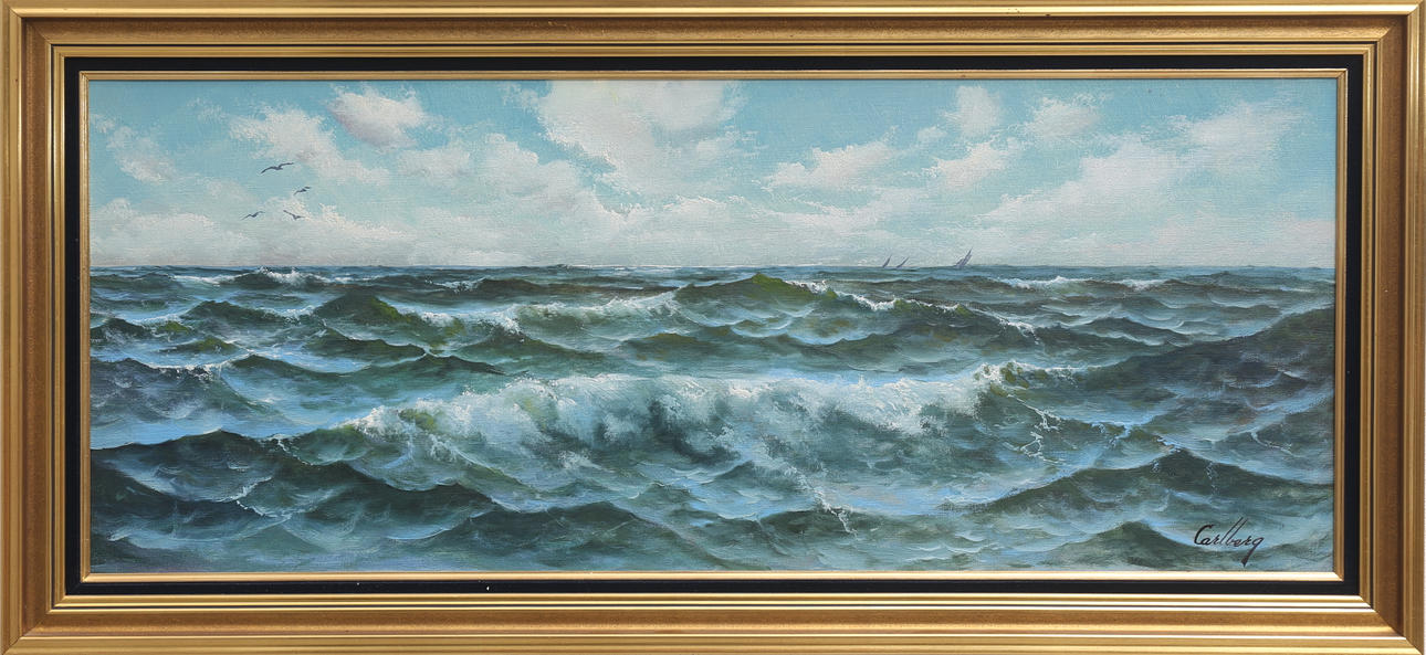 ERIK CARLBERG. Västkustmotiv. Olja på duk, signerad.