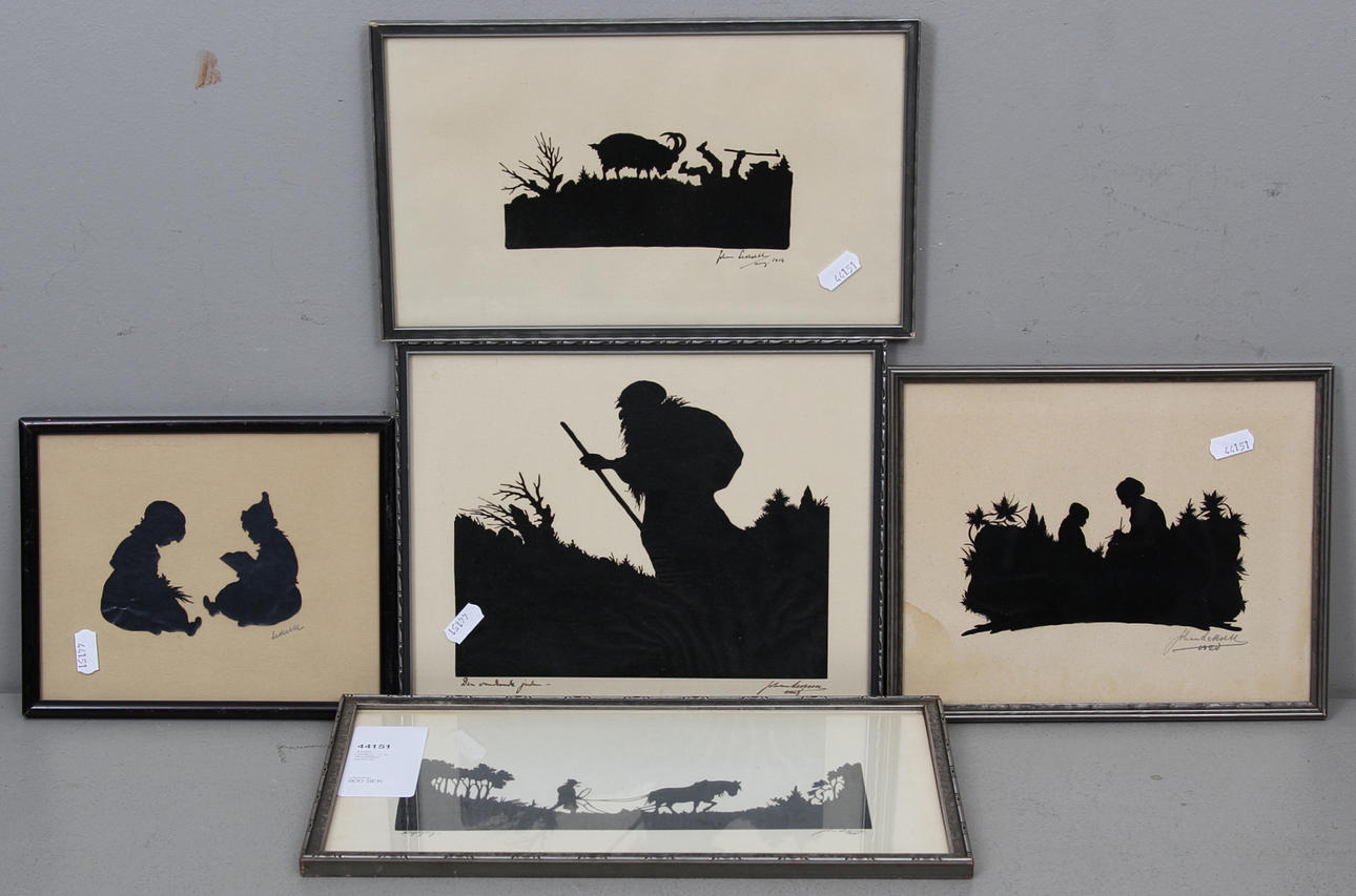 JOHAN LEKSELL. , 5 st, silhuettklipp, signerade.