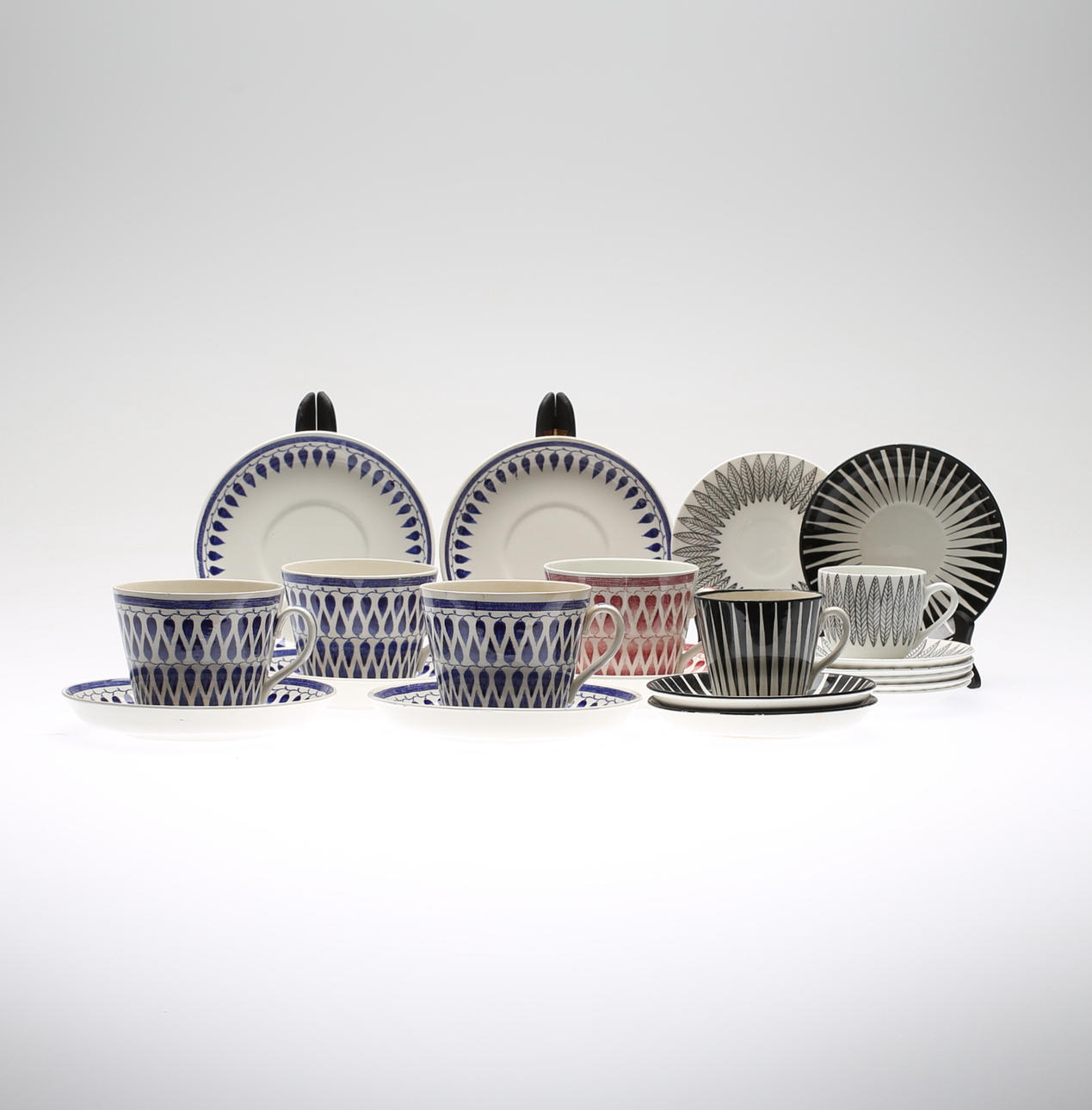 SERVISDELAR, 21 delar (10+7+4), porslin, Geffle/Upsala Ekeby och Gustavsberg, 1900-talets mitt.