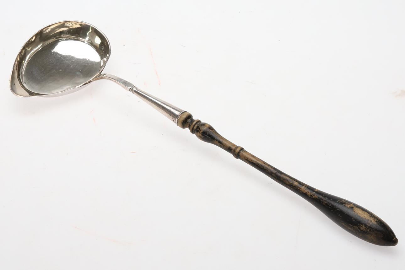 A SILVER SOUP SPOON, 1861, 137 grams.