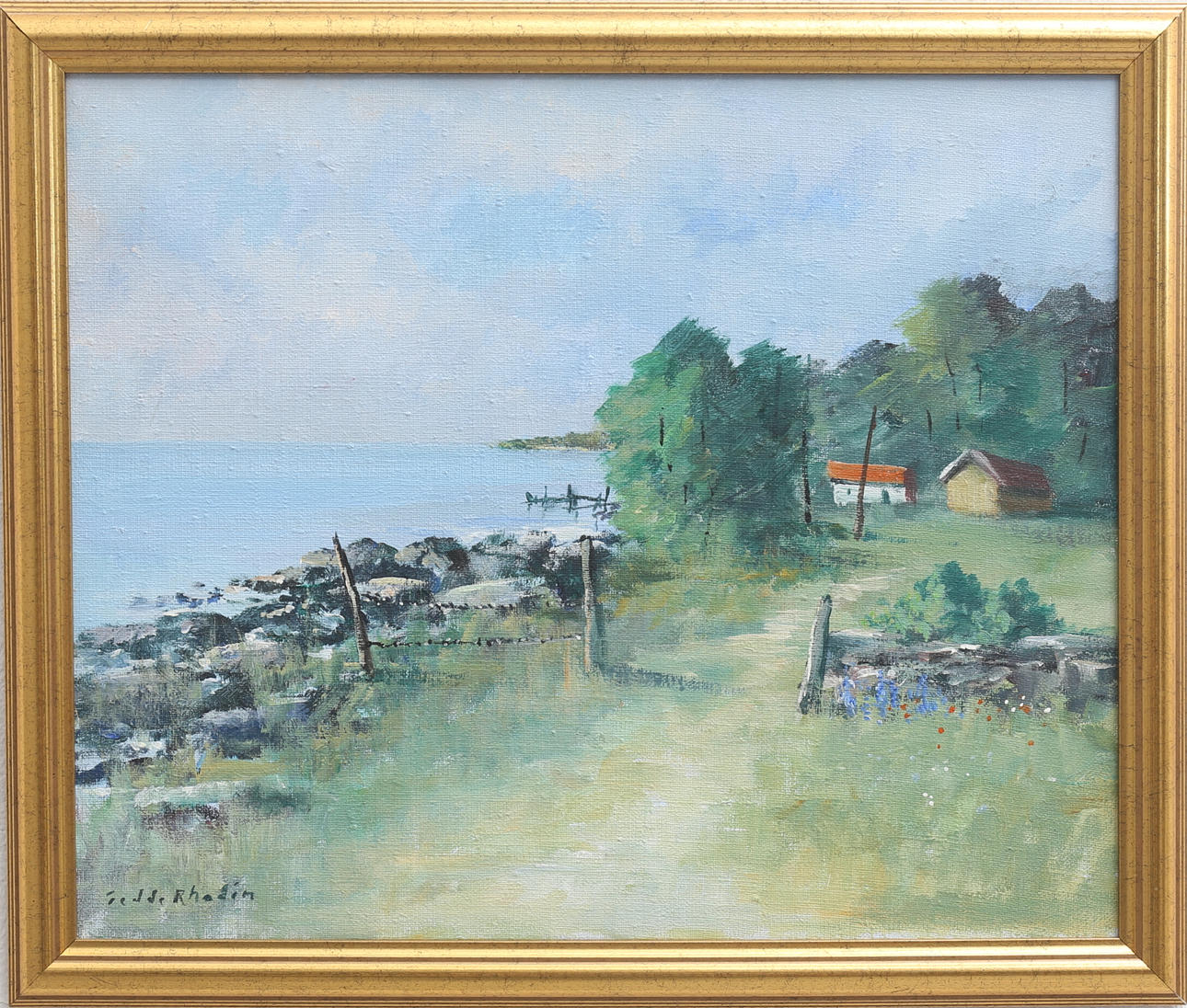 TEDDE RHODIN. Kustlandskap. Olja på duk, signerad.