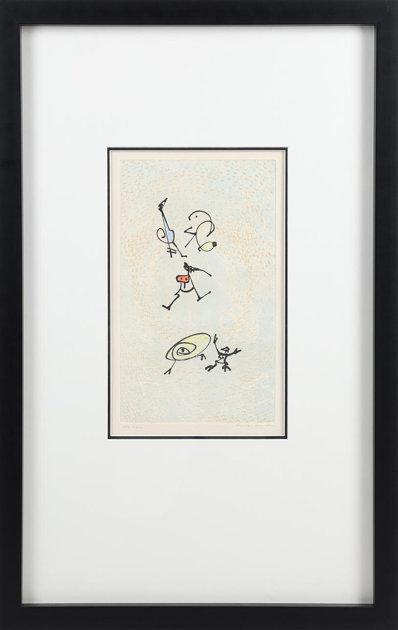 MAX ERNST. Figure composition, from the series “Graphisme II (Pyramide)”, .color etching, signed.