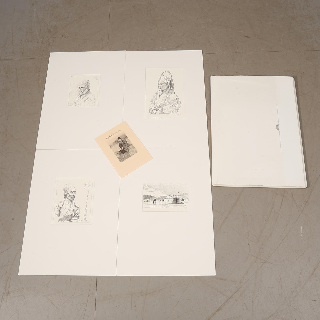 AFTER SVEN  HEDIN. 4 pieces, Lithographic prints, signed.