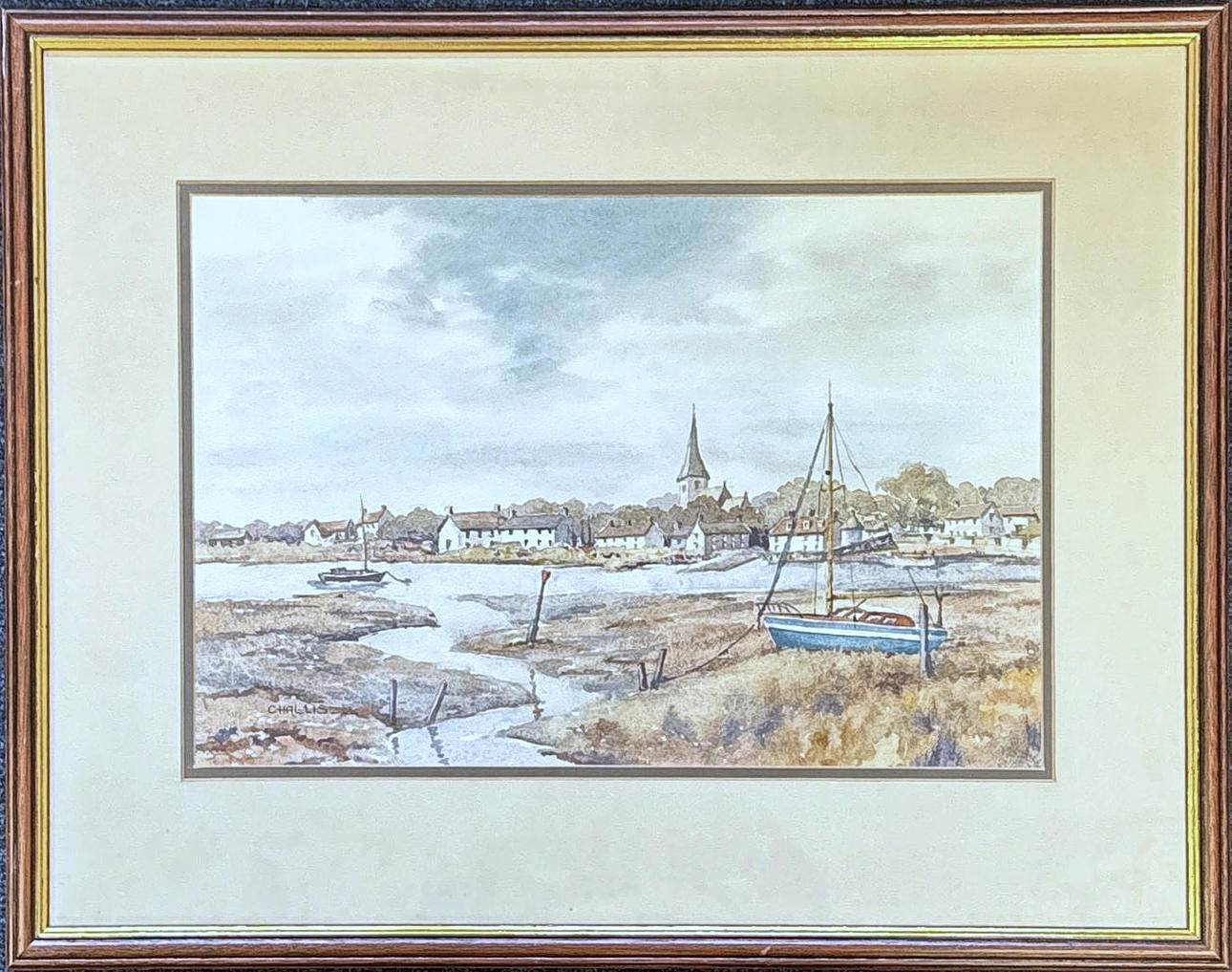 ERIC CHALLIS. BOSHAM, SUSSEX AKVAREL.