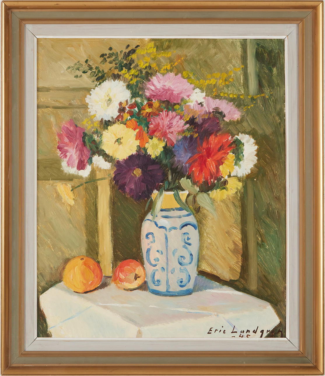 ERIC LUNDGREN. Flower still life, oil on panel, signed and dated -45.