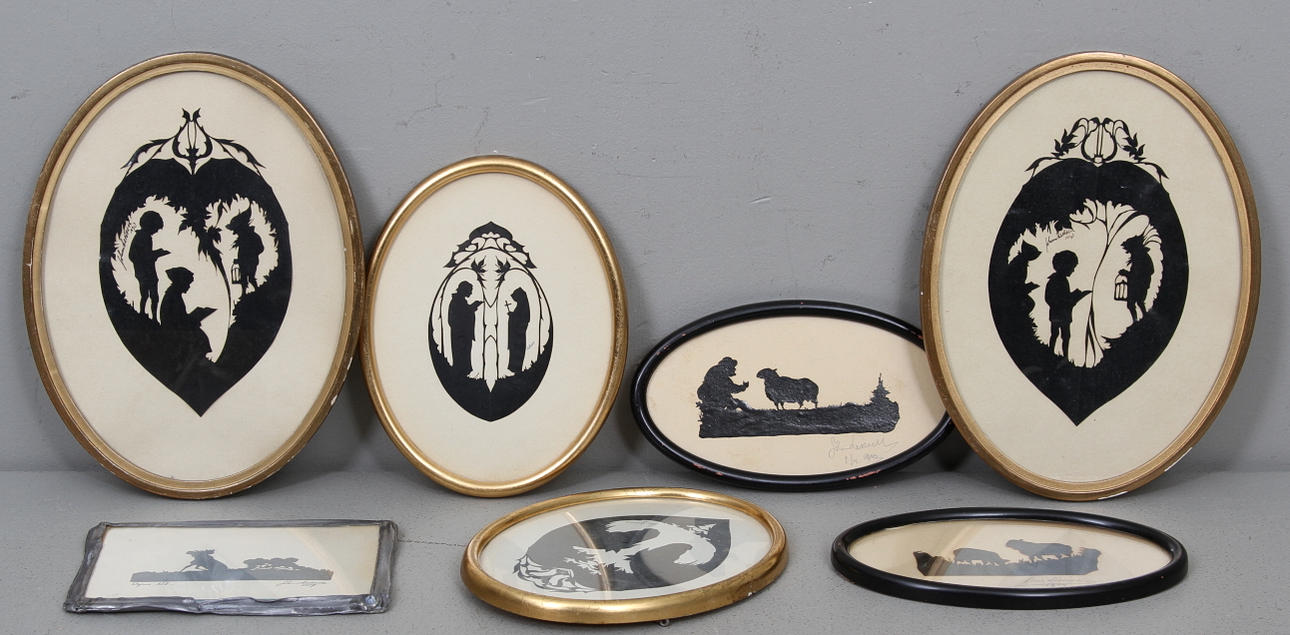 JOHAN LEKSELL. 7 st, silhuettklipp, signerade.