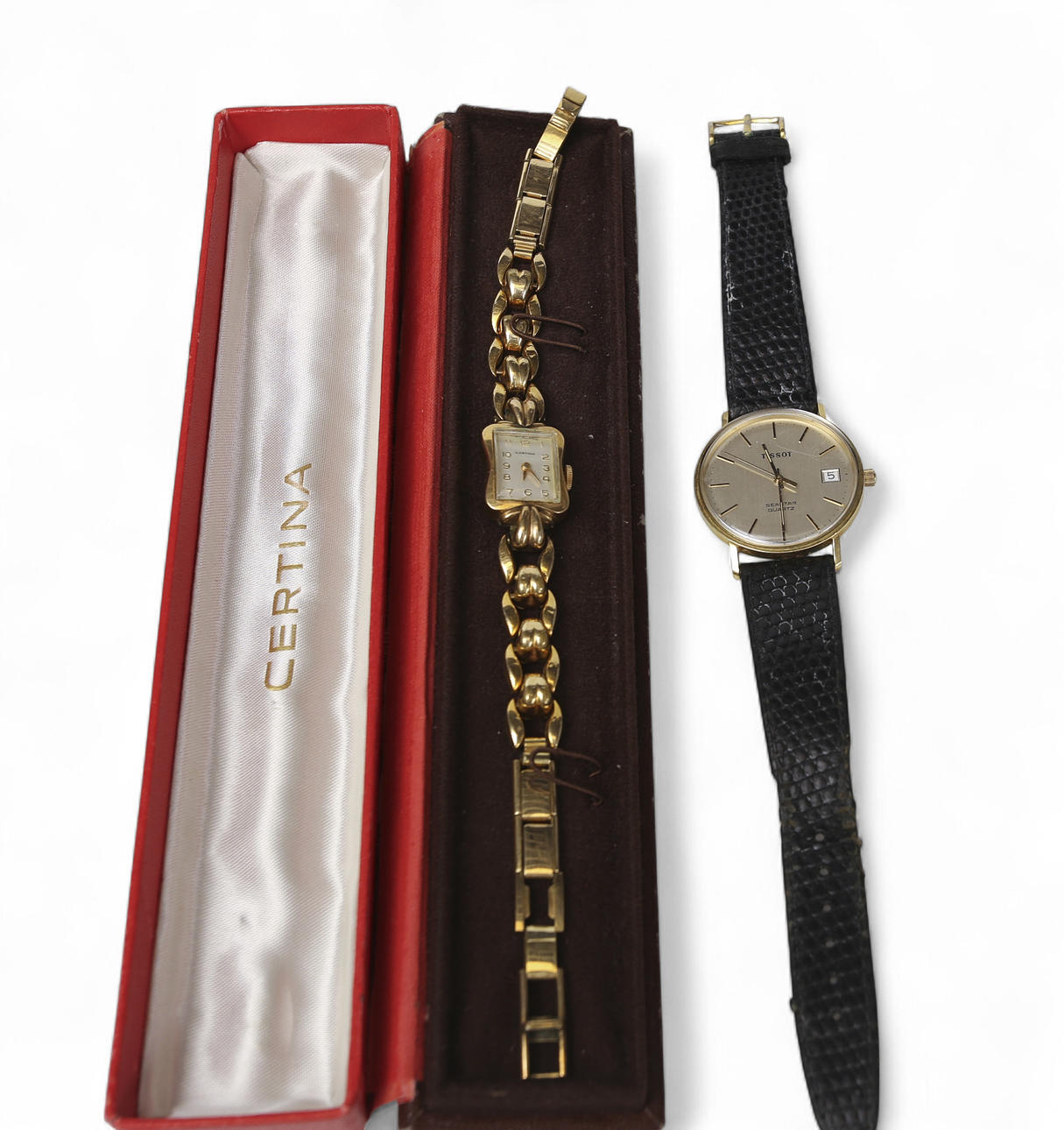 Armbåndsur, dame og herre, Certina, Tissot, doublé.