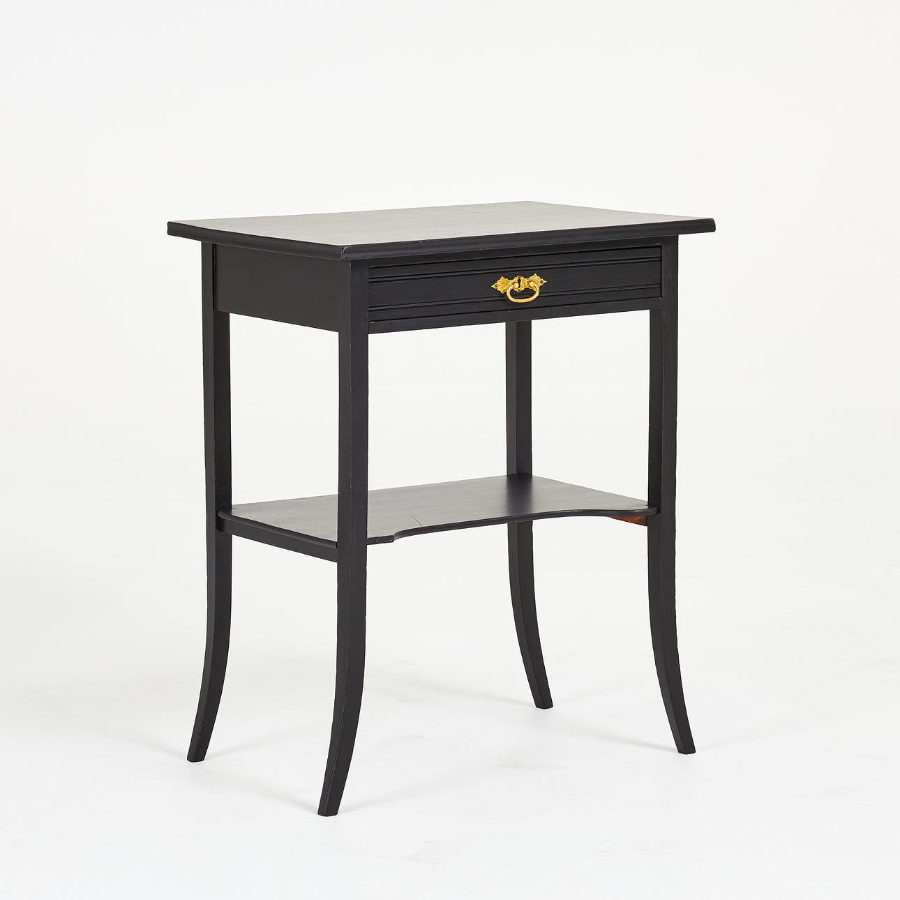 A side table, circa 1900, with drawer, later painted in black.