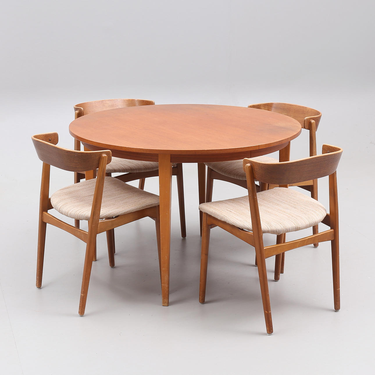 A five-piece teak dining group, probably Denmark, 1950's.