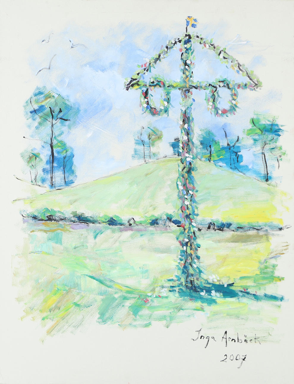 INGA ARNBÄCK. Midsummer, oil on canvas, signed a'tergo 2010.