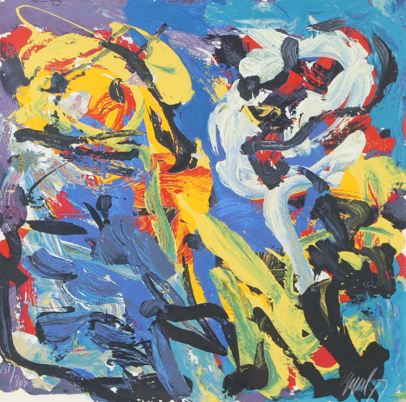 KAREL APPEL. Composition, lithograph in colours, signed.