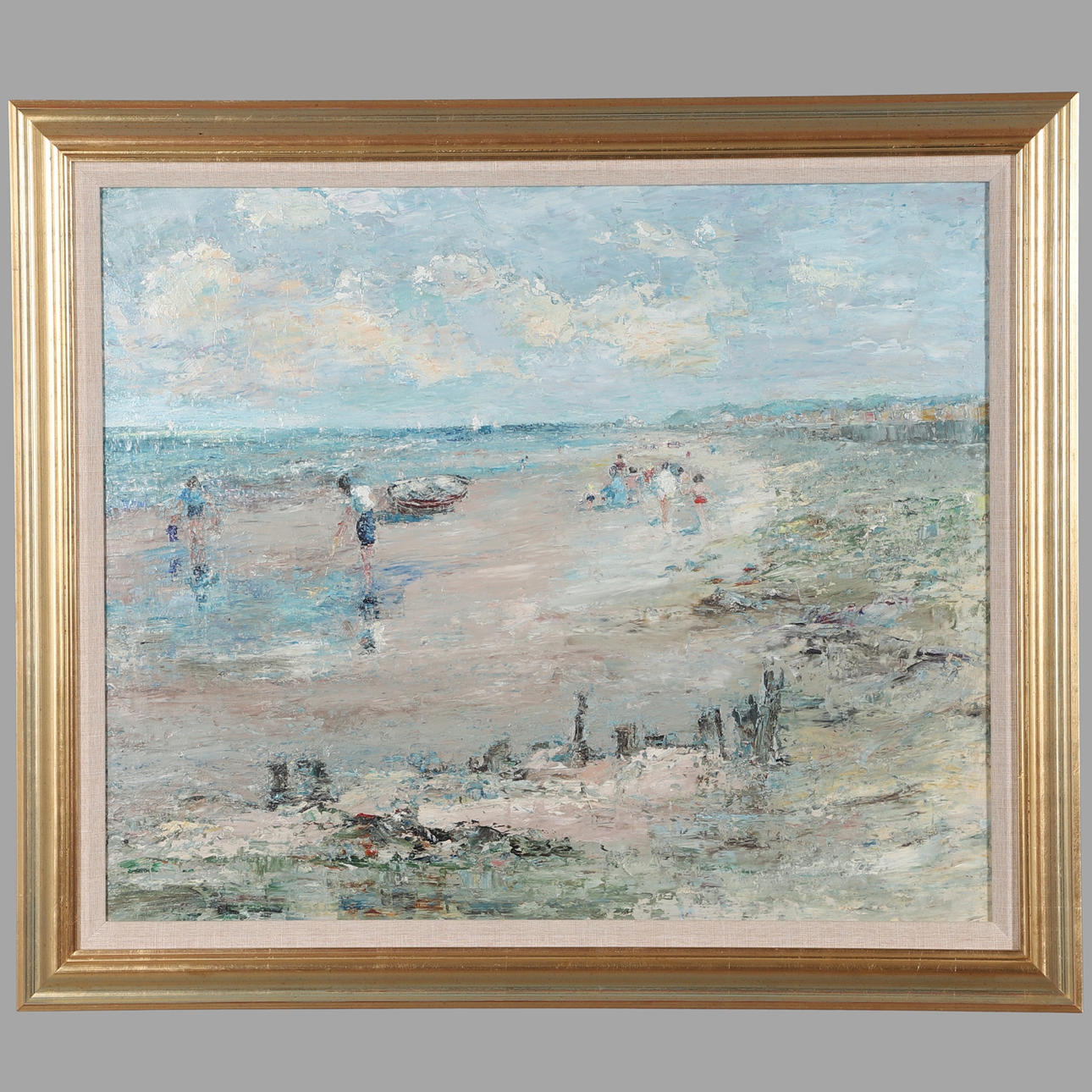 CONTEMPORARY PAINTED SEASIDE SCENE - IMPRESSIONIST STYLE.