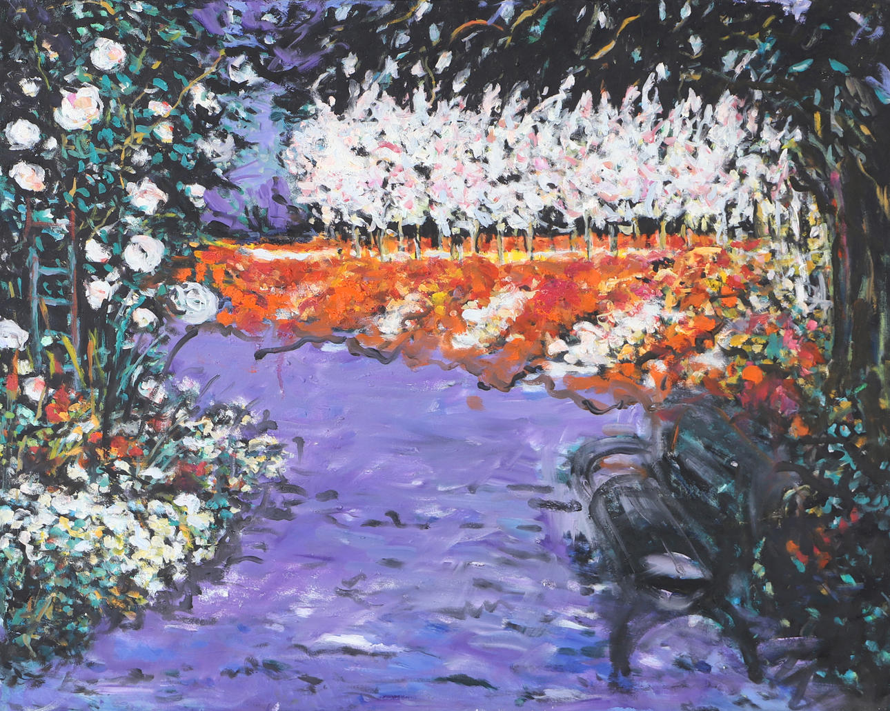 INGA ARNBÄCK. Attributed to. In the shadow of Monet's garden, oil on canvas, signed a'tergo.