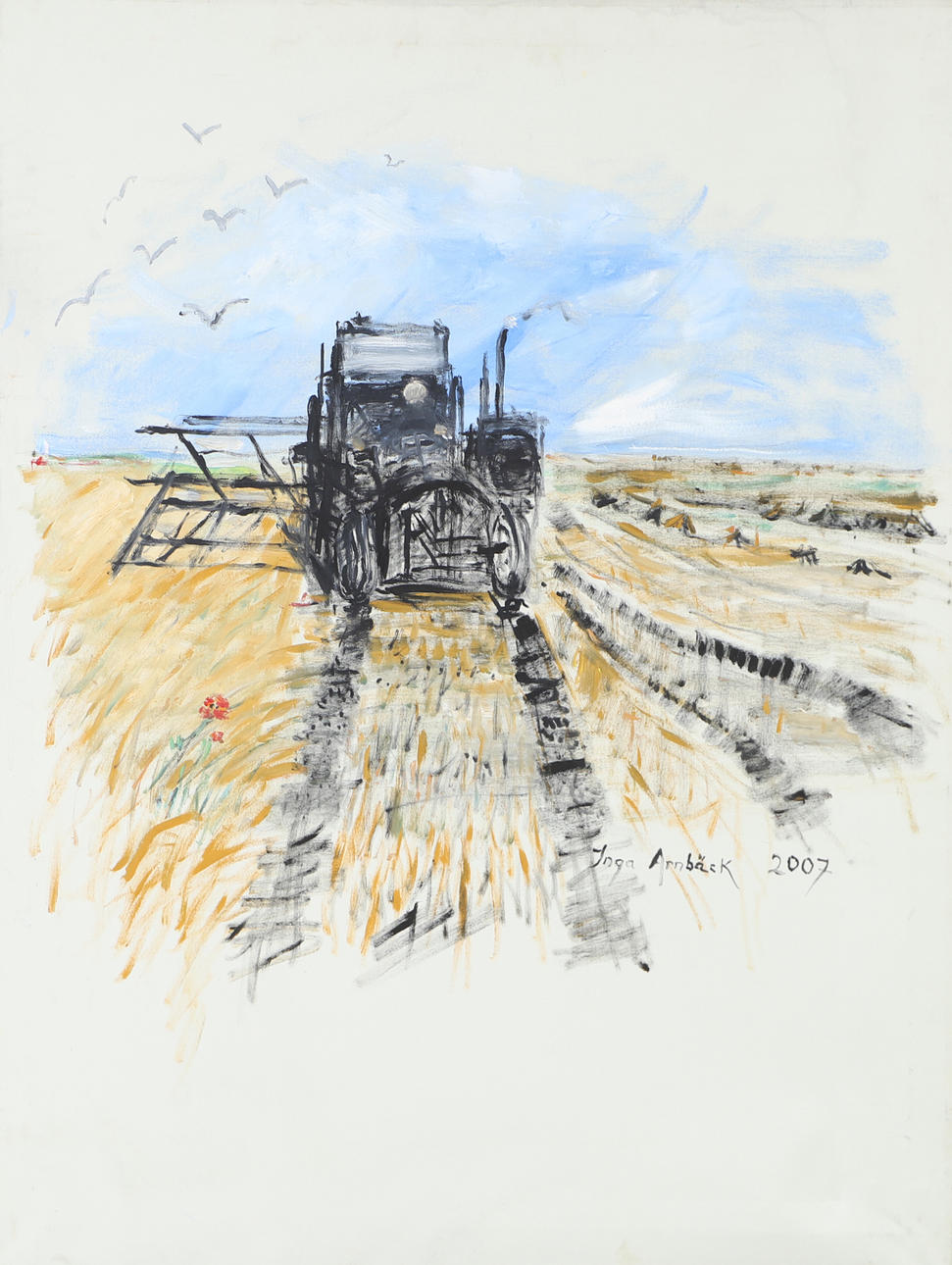 INGA ARNBÄCK. Tractor, oil on canvas, signed 2007.