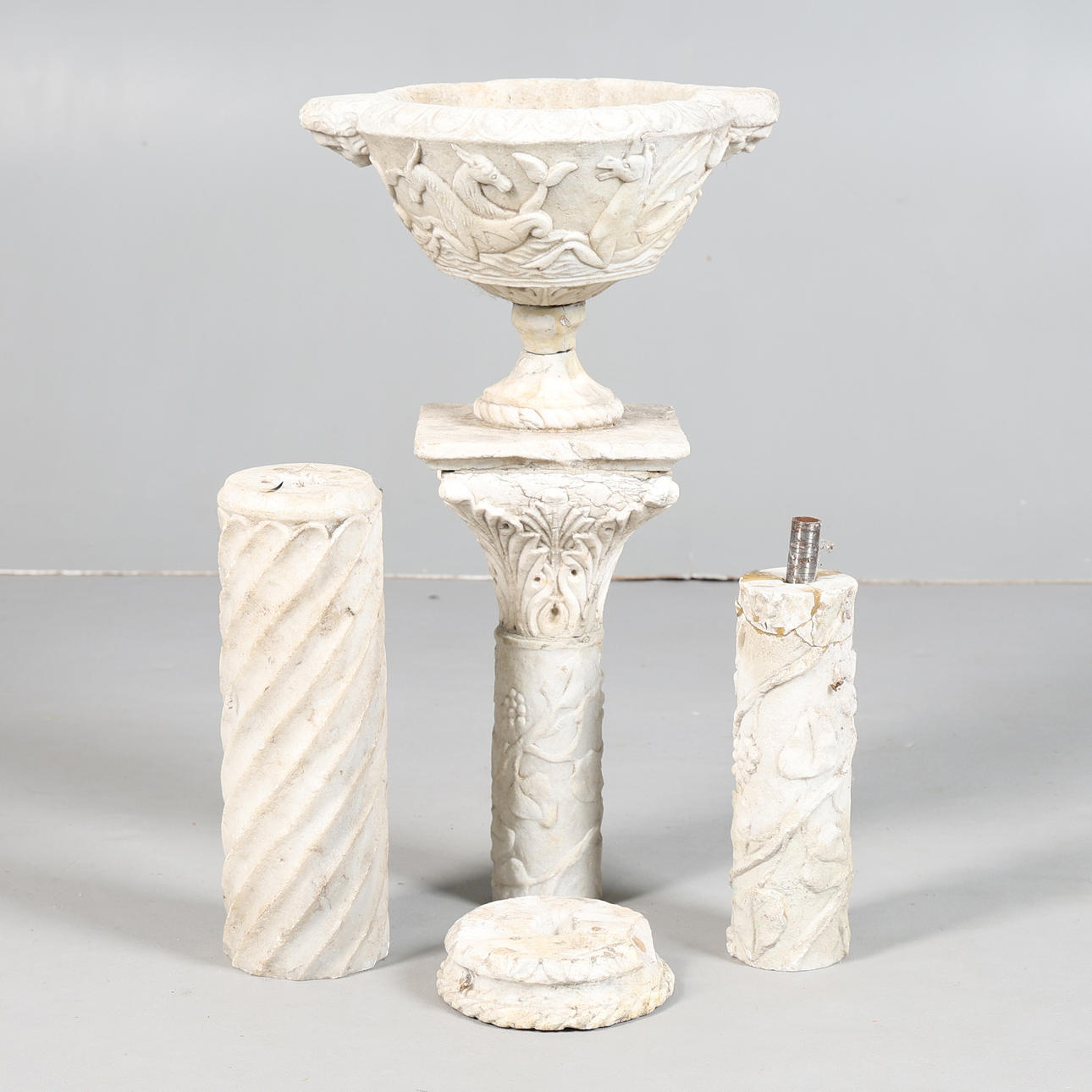 A CARVED ALABASTER COLUMN.