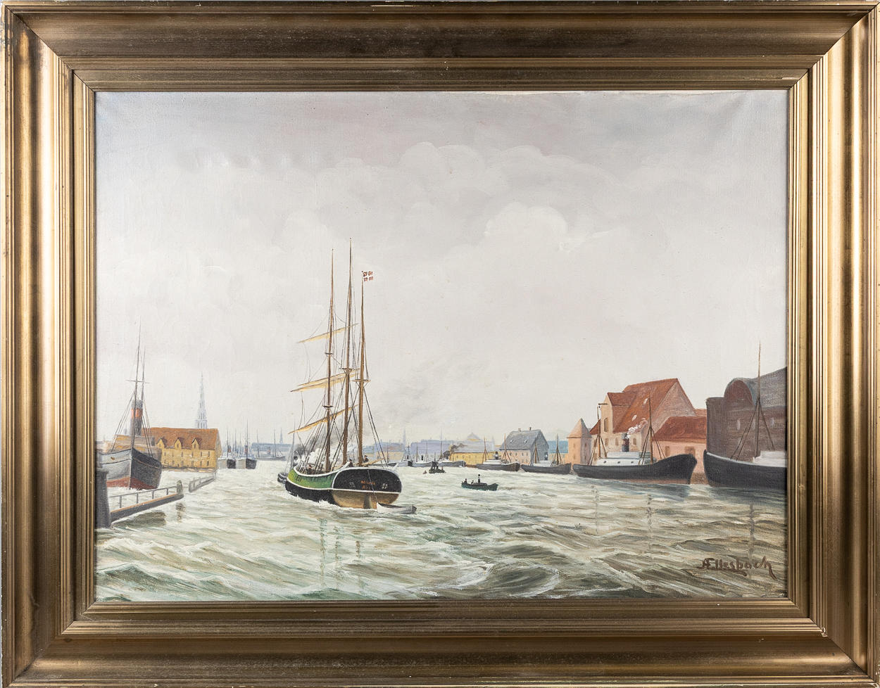 OIDENTIFIERAD KONSTNÄR. Port inlet, probably Denmark, oil on canvas.