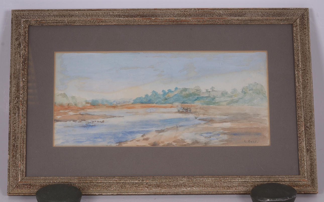 C EAST. landskap. akvarell.