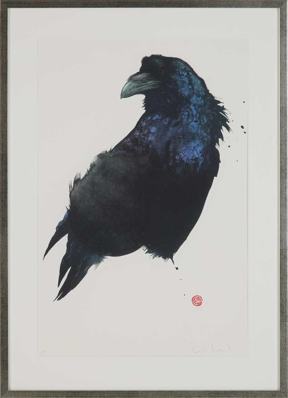 KARL MÅRTENS. Raven, lithograph, sample print, signed.