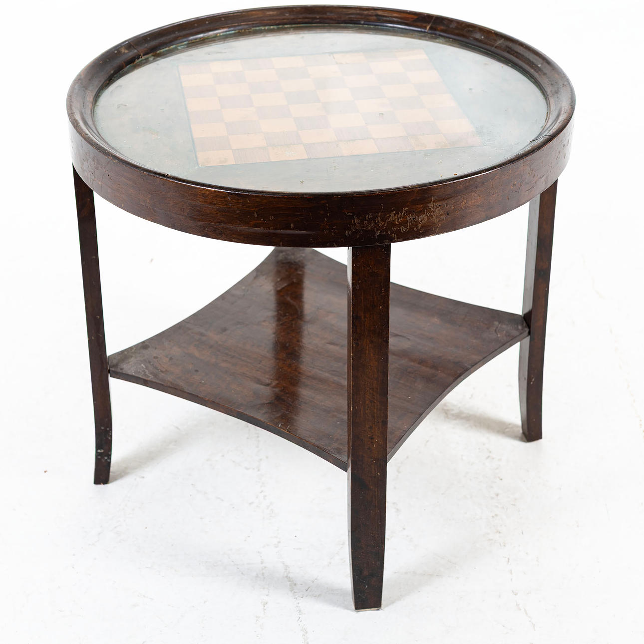 A smoking table, oak with chessboard, first half of the 20th century.