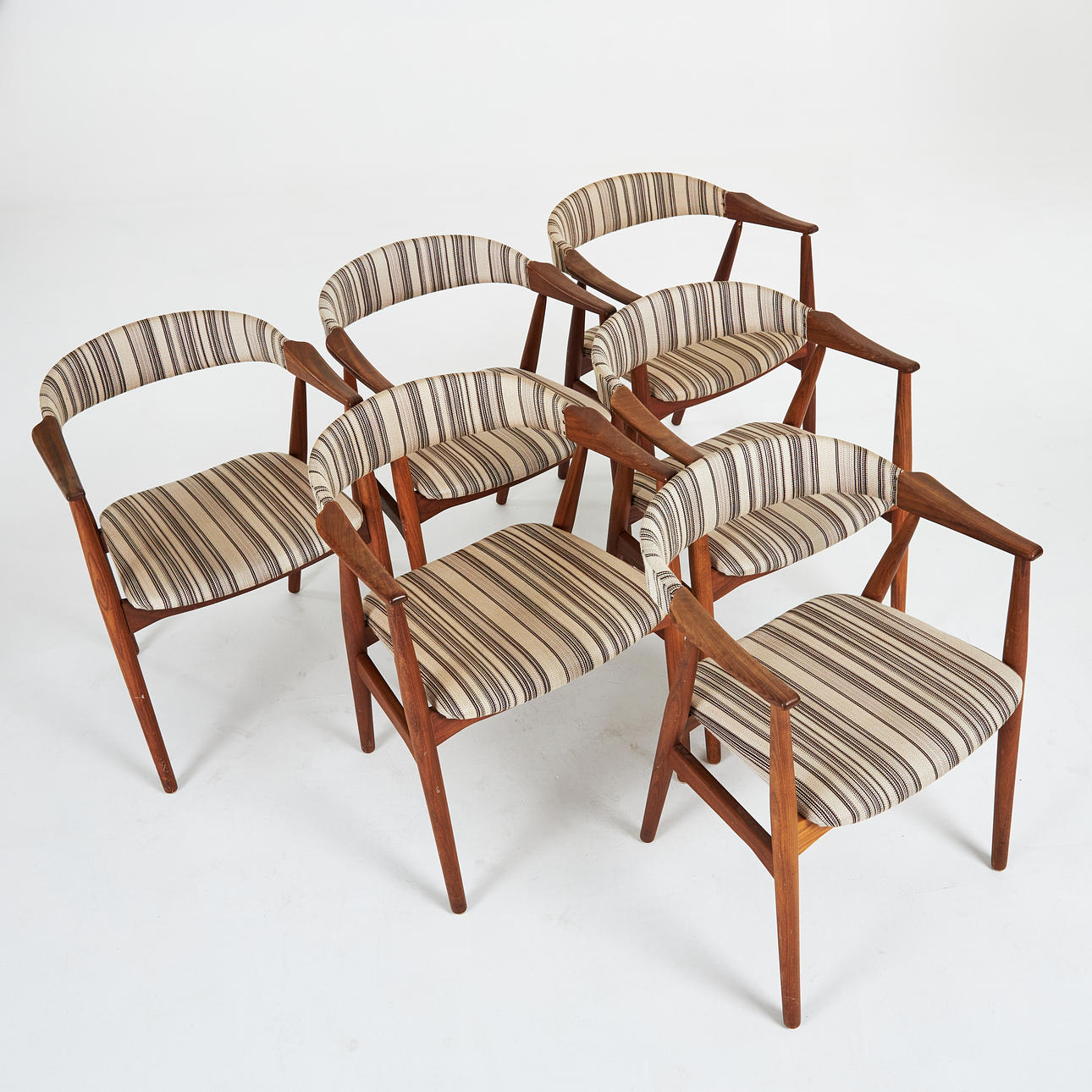 KARMSTOLAR, 6 st, 1950/60-tal, teak, Farstrup, Danmark.