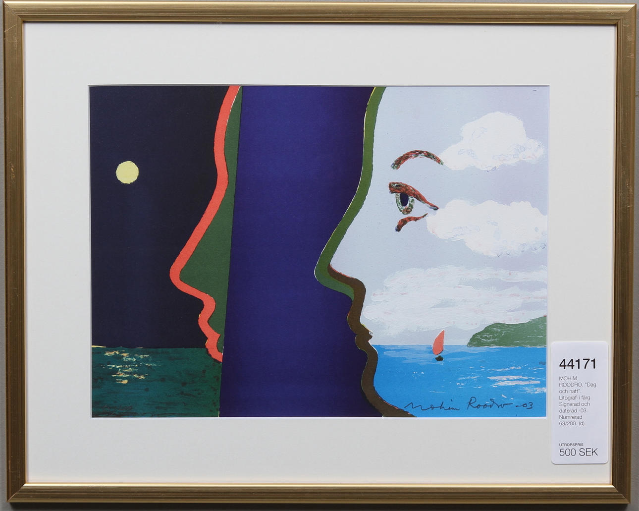MOHIM ROODRO. "Dag och natt". Litografi i färg. Signerad och daterad -03. Numrerad 63/200.