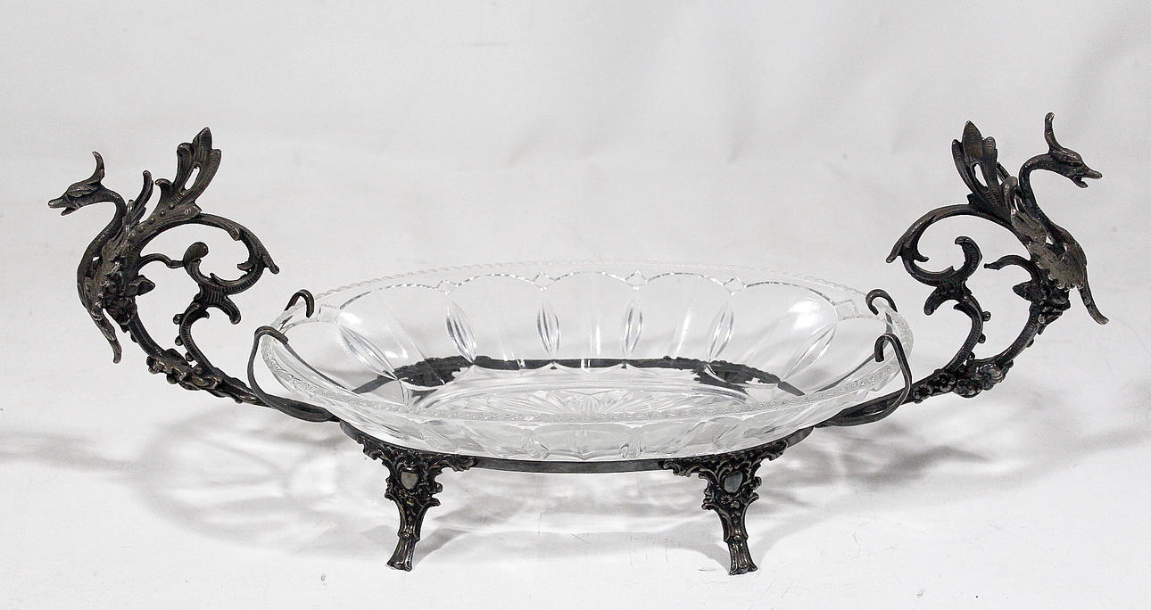 SALADJÄR, Glas och Vitmetall, början 1900-talet.