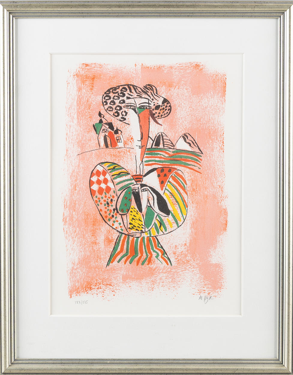 MADELEINE PYK. Lithograph in colours, Woman with dog, signed and numbered 187/275.