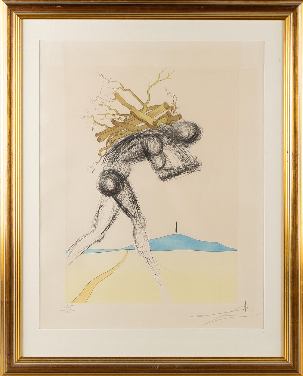 SALVADOR DALÍ. “Issachar”, from “The Twelve Tribes of Israel”, etching coloured with stencil, signed, 1972.