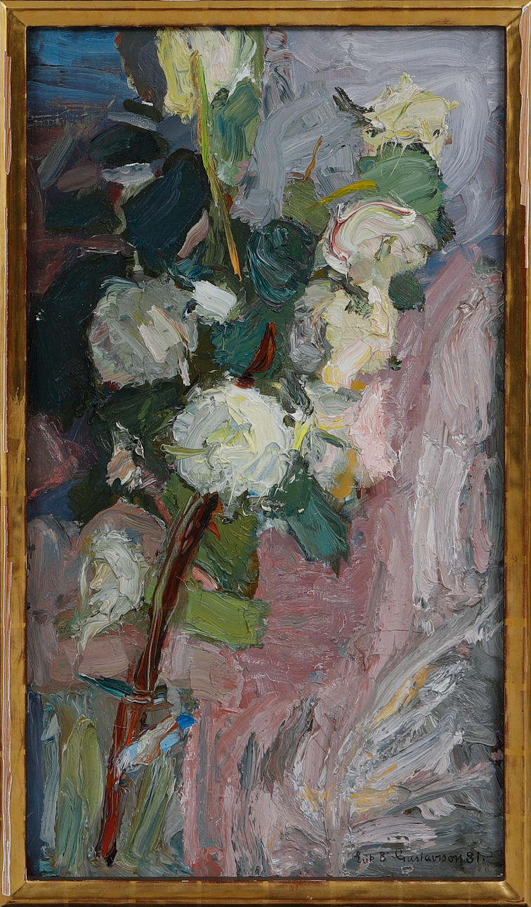 ERIK B GUSTAVSSON. Composition with flowers, oil on canvas, signed and dated 81.