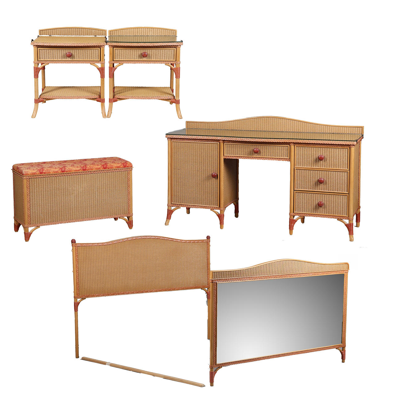 A LLOYD LOOM BEDROOM SUITE (5).