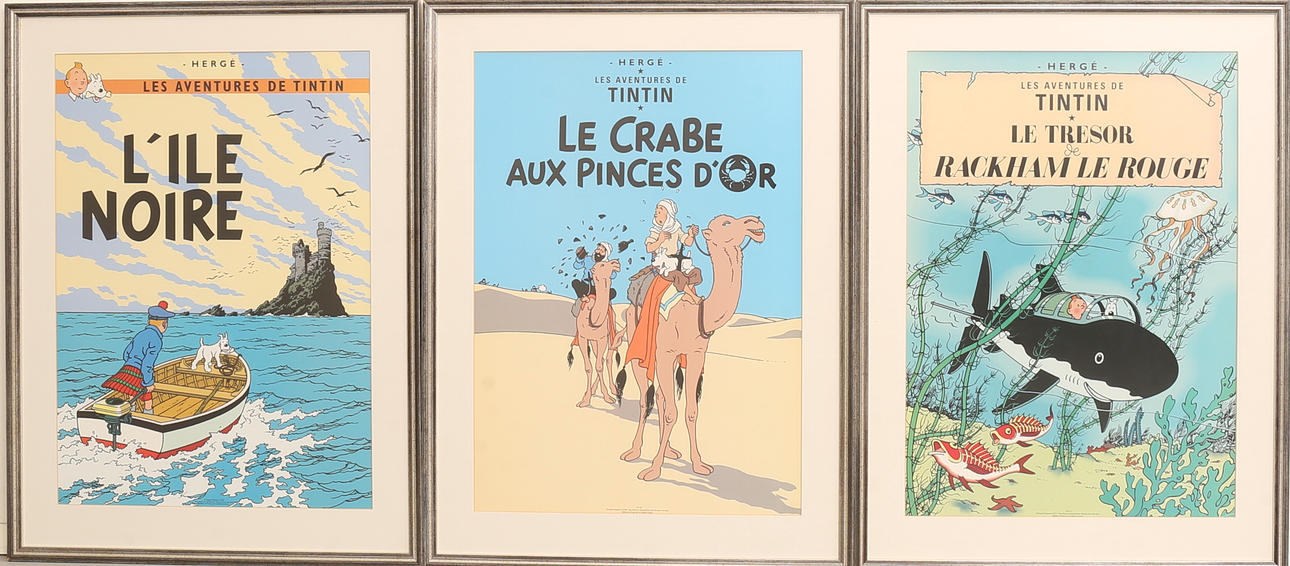 POSTERS, offset print, 3 pieces, Tintin.