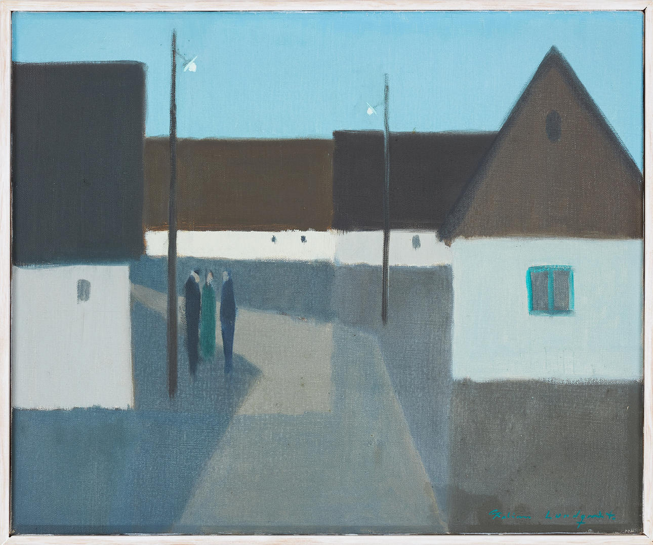 FABIAN LUNDQVIST. Street scene with figures, oil on canvas, signed.
