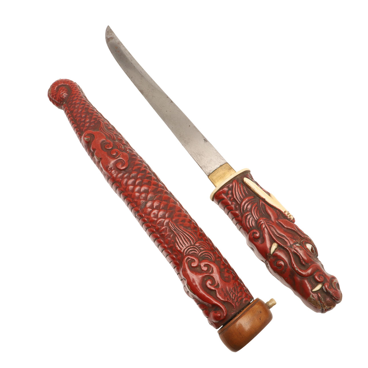 A JAPANESE MEIJI PERIOD RED LACQUER TANTO. Weapons & Militaria - Edged ...