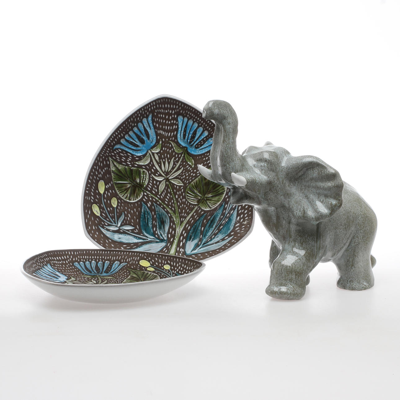 FAT samt FIGURIN, 3 delar, keramik, Upsala Ekeby.