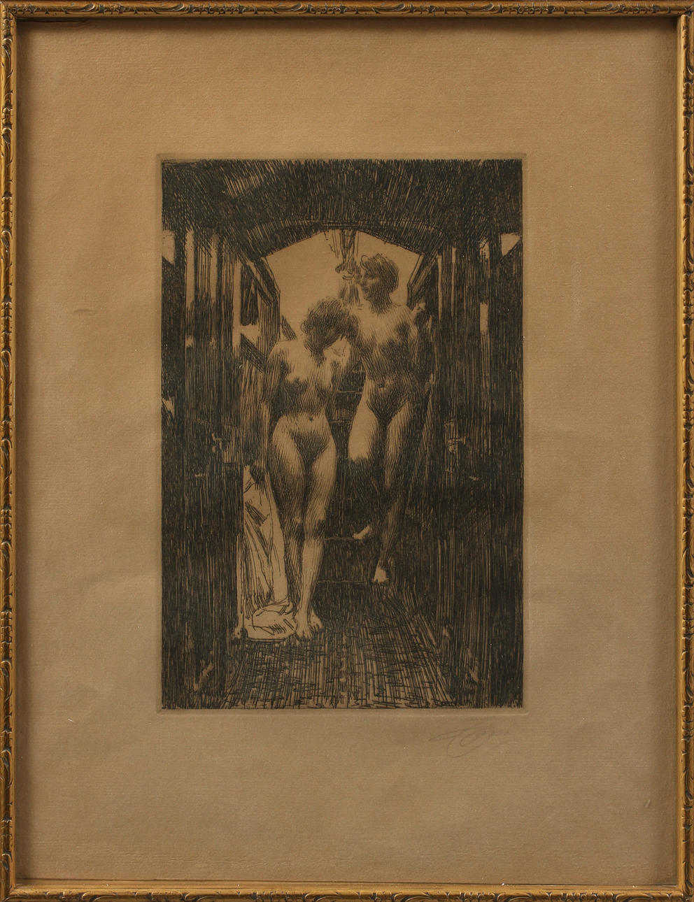 ANDERS ZORN. "Kajuta", etsning, signerad.