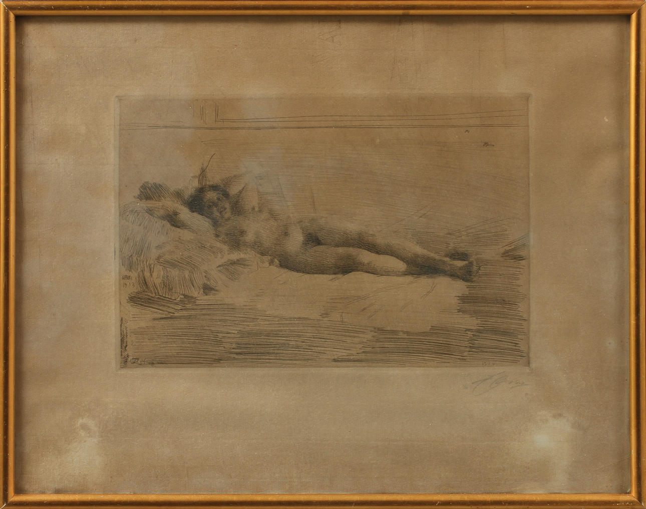 ANDERS ZORN. "Elin", etsning, signerad.