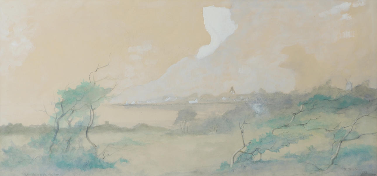 BROR TELLSTRÖM. Windswept pine trees, mixed media, signed B. Tellström, 1976.