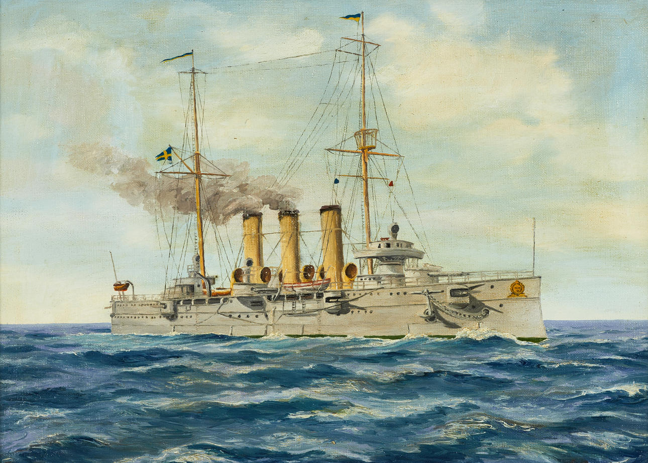 E. DUSZYNSKA (1900-TAL). Ship portrait, signed, oil on canvas, lined on panel.