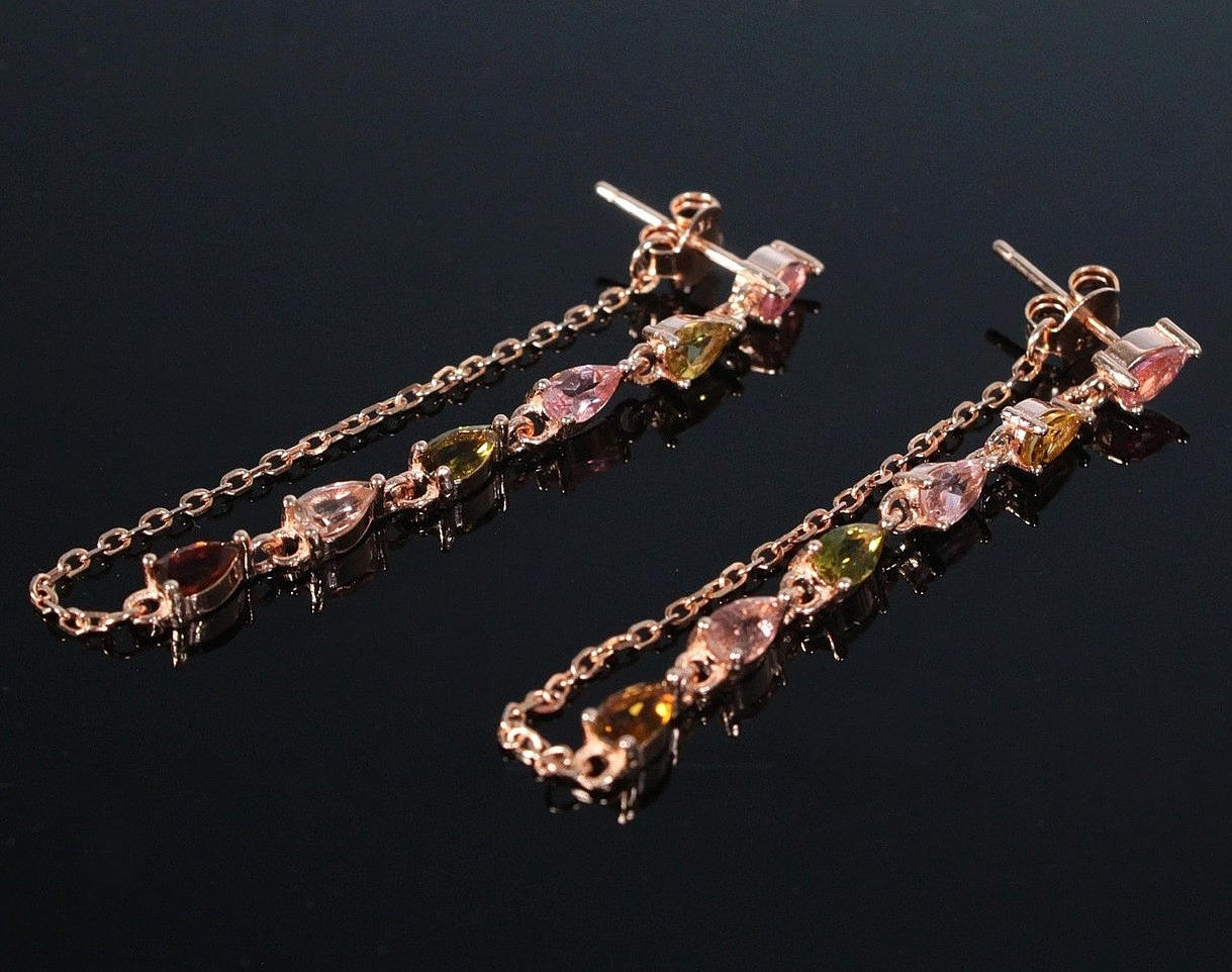 earrings with colorful tourmalines, 925 silver.