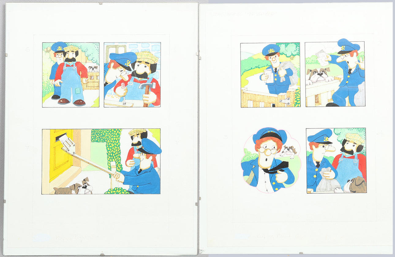 JOAN S. HICKSON (BORN, 1929). POSTMAN PAT ORIGINAL ILLUSTRATIONS (2).