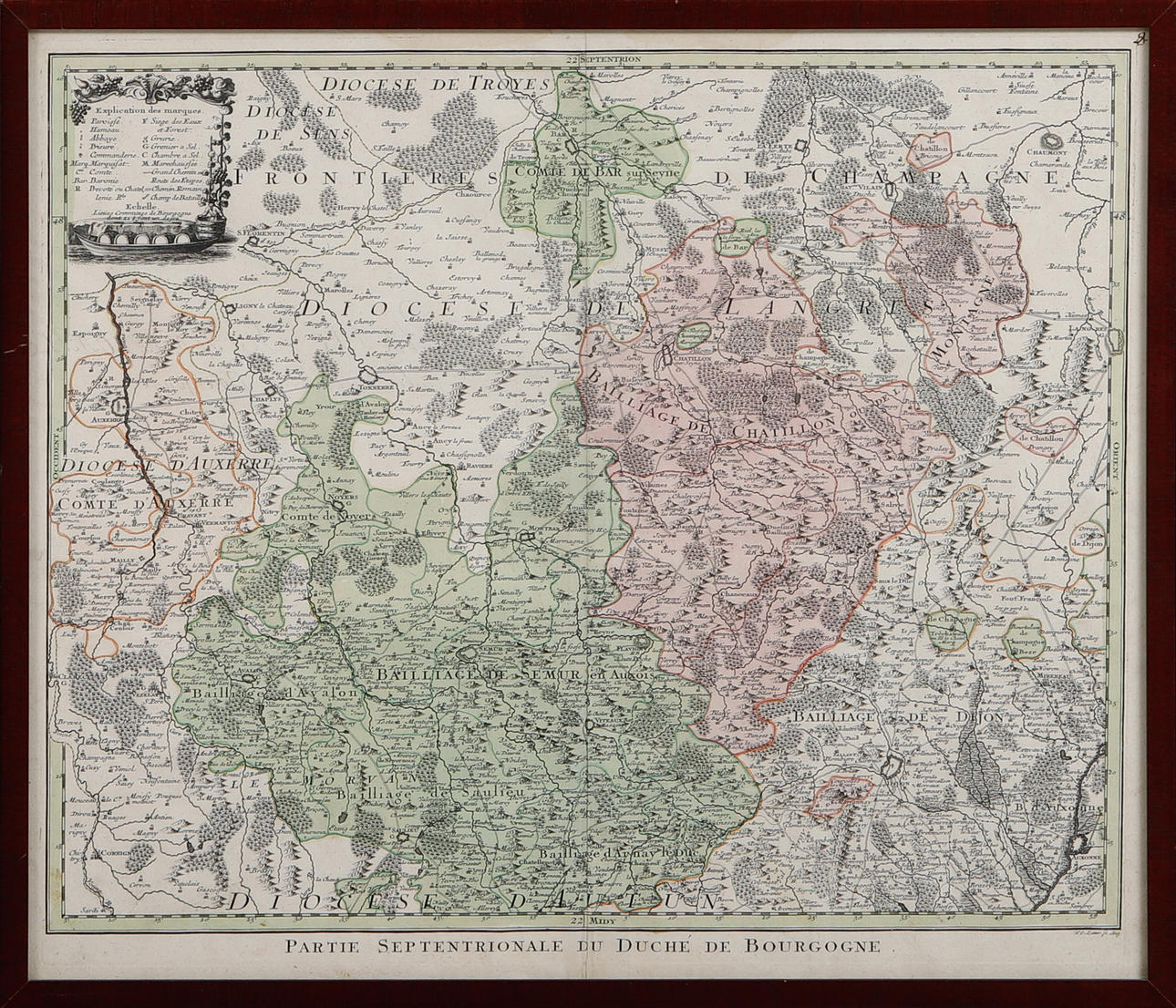 2 FRAMED MAPS, France.
