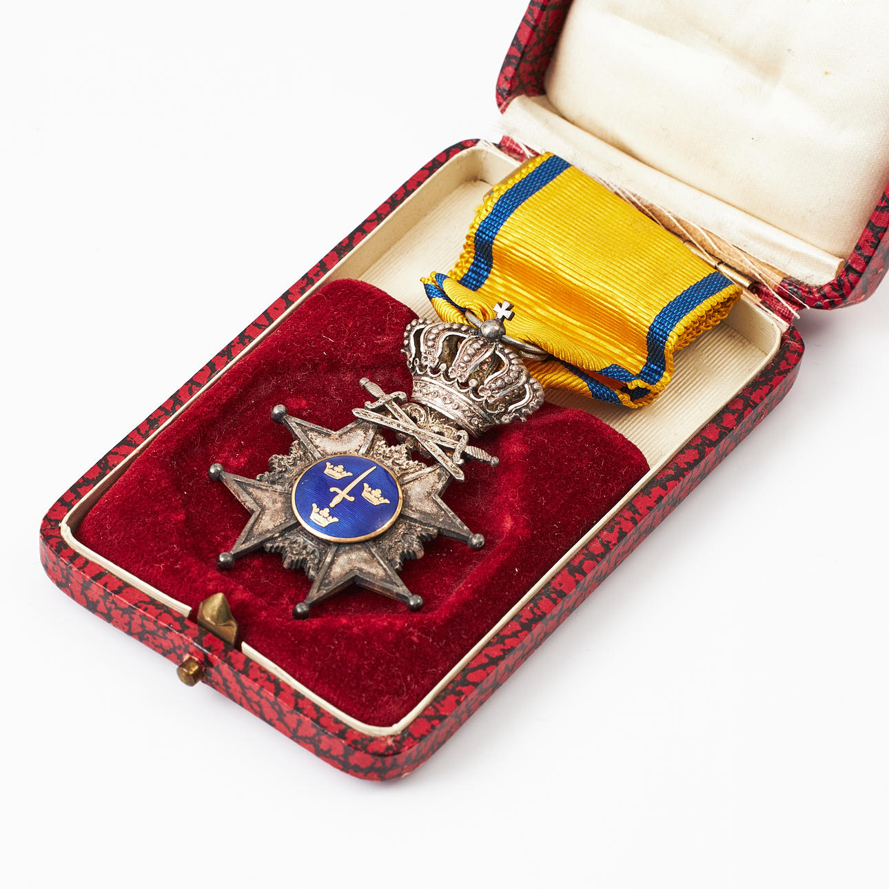 SWORD SIGN, silver, blue enamel, “Pro Patria”.