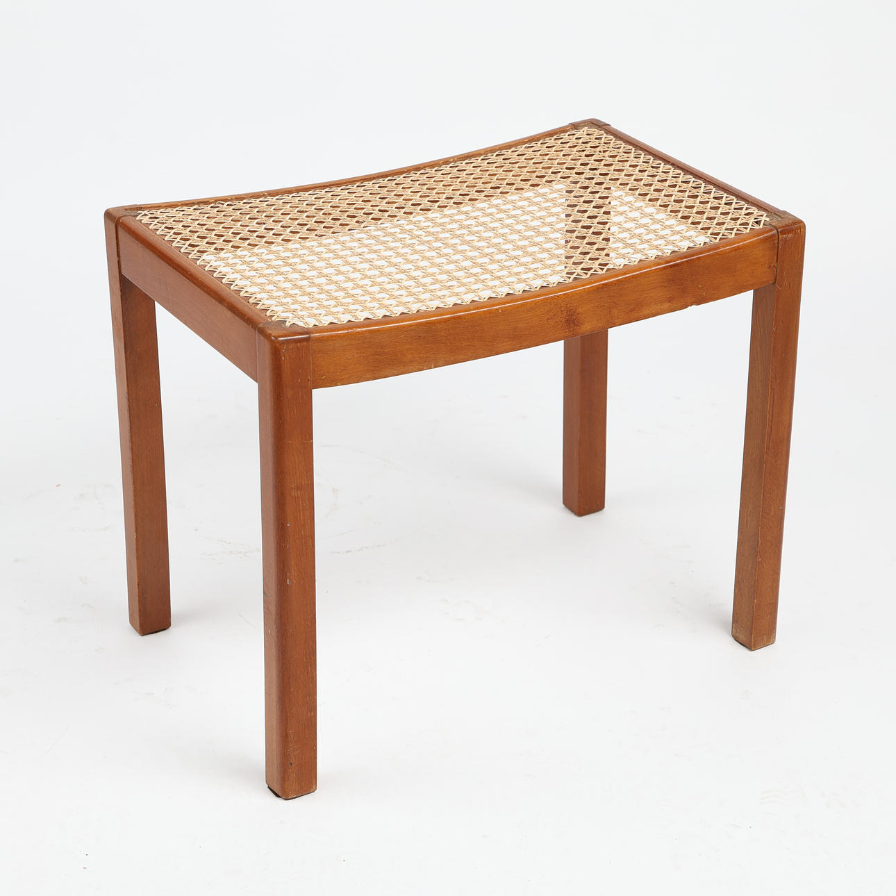 MAX ERNST HAEFELI. Stool, model No. 294, beech and rattan, A.-G. Furniture factory Horgen-Glarus, Switzerland 1920s.