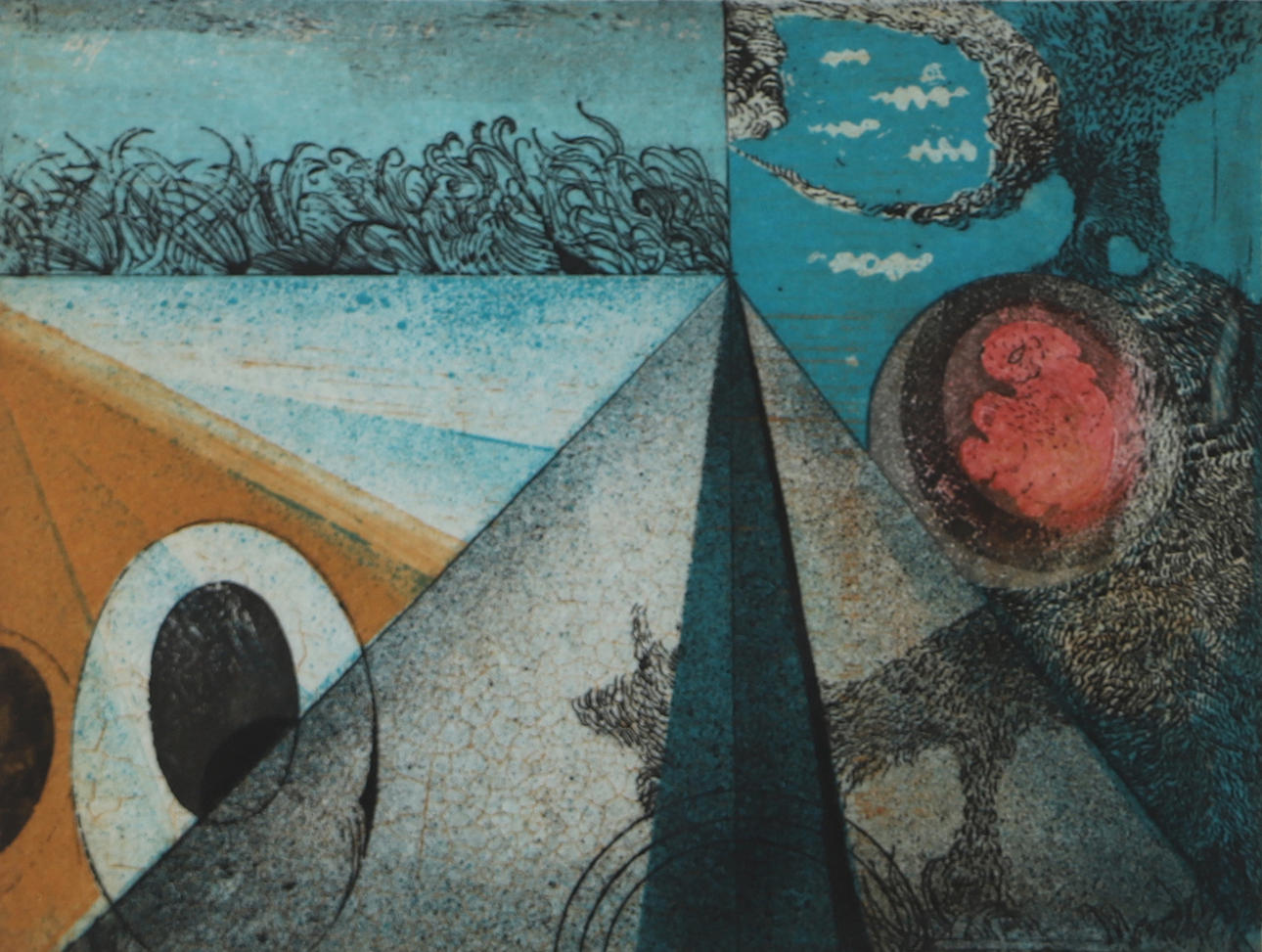 THORMOD LARSEN. Composition, etching, signed.