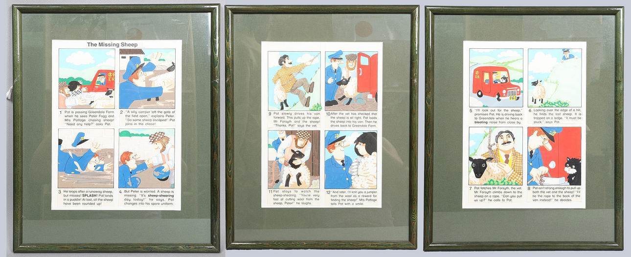 JOAN S. HICKSON (BORN, 1929). POSTMAN PAT ORIGINAL ILLUSTRATIONS (3).