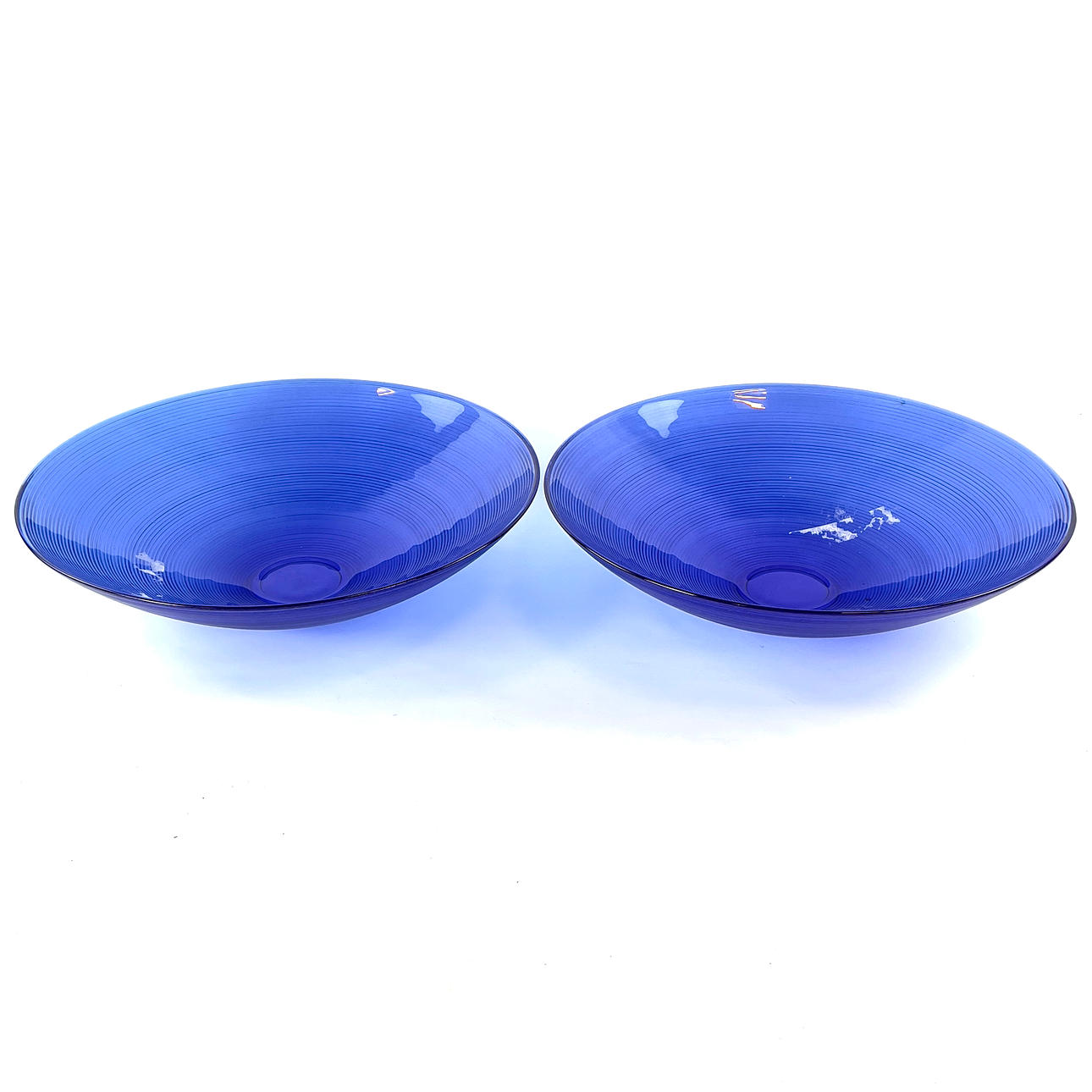 OBSTSCHALEN, 2 Stück IKEA, Blaues Glas mit geriffeltem Dekor. Glasobjekte - Gebrauchglas