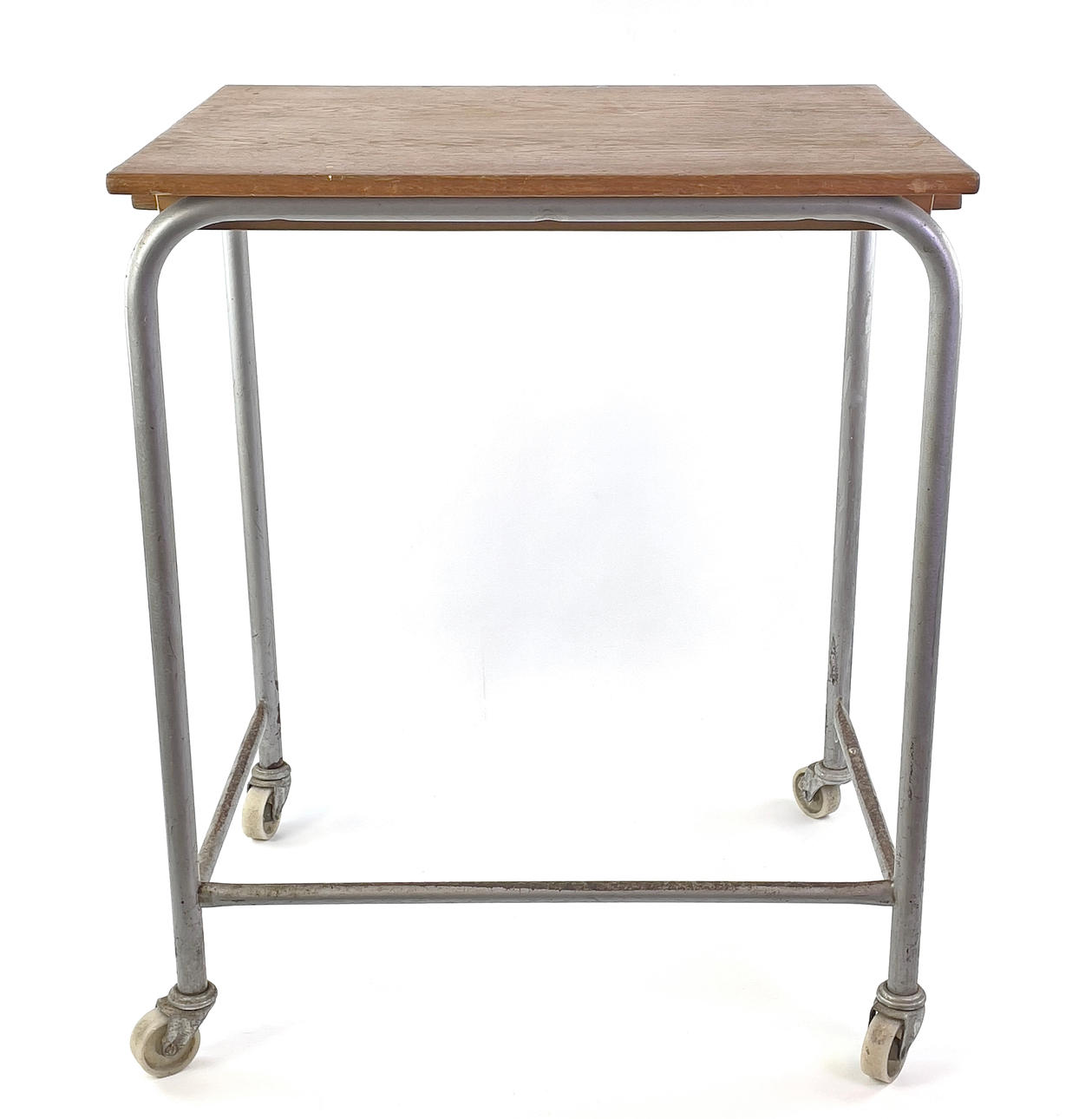 SERVING TABLE, with pull-out top. Wood/metal, mid 20th century.