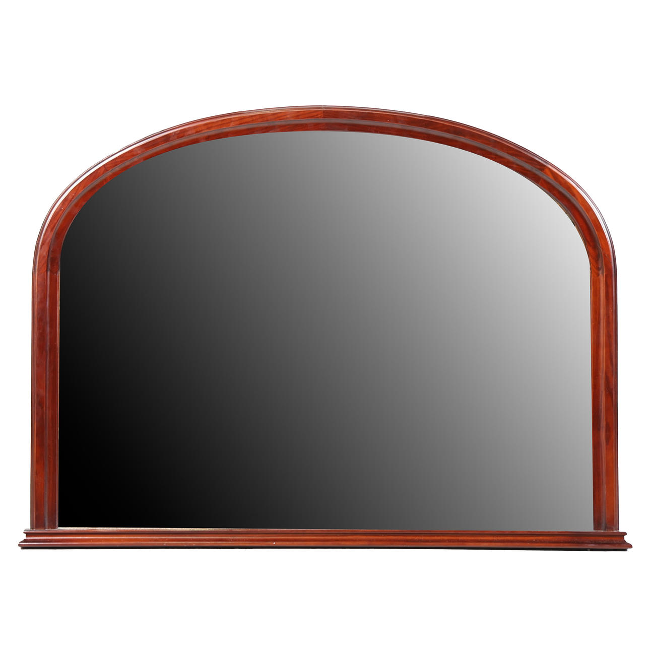 A MAHOGANY OVERMANTEL MIRROR.