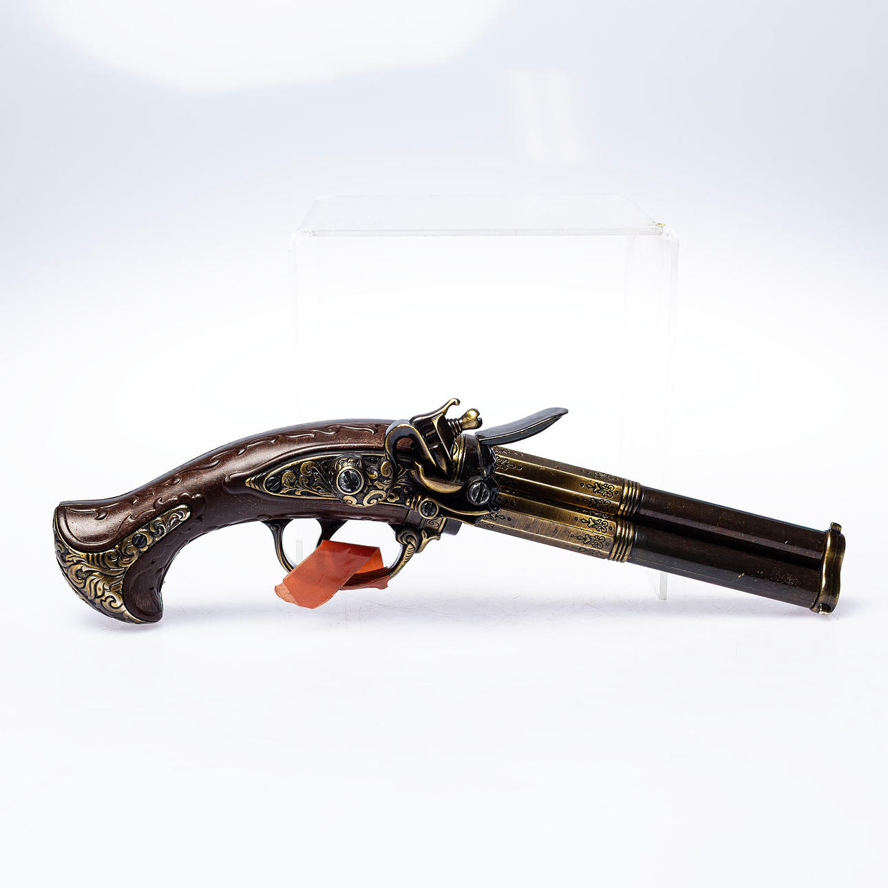 FLINTLOCK-PISTOLE, 3-läufig, Replik.